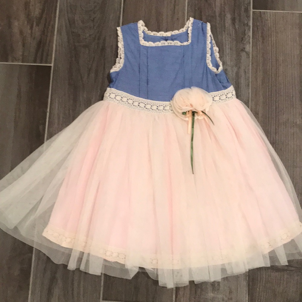 🌸Denim top & Pink and Cream Dress 🌸